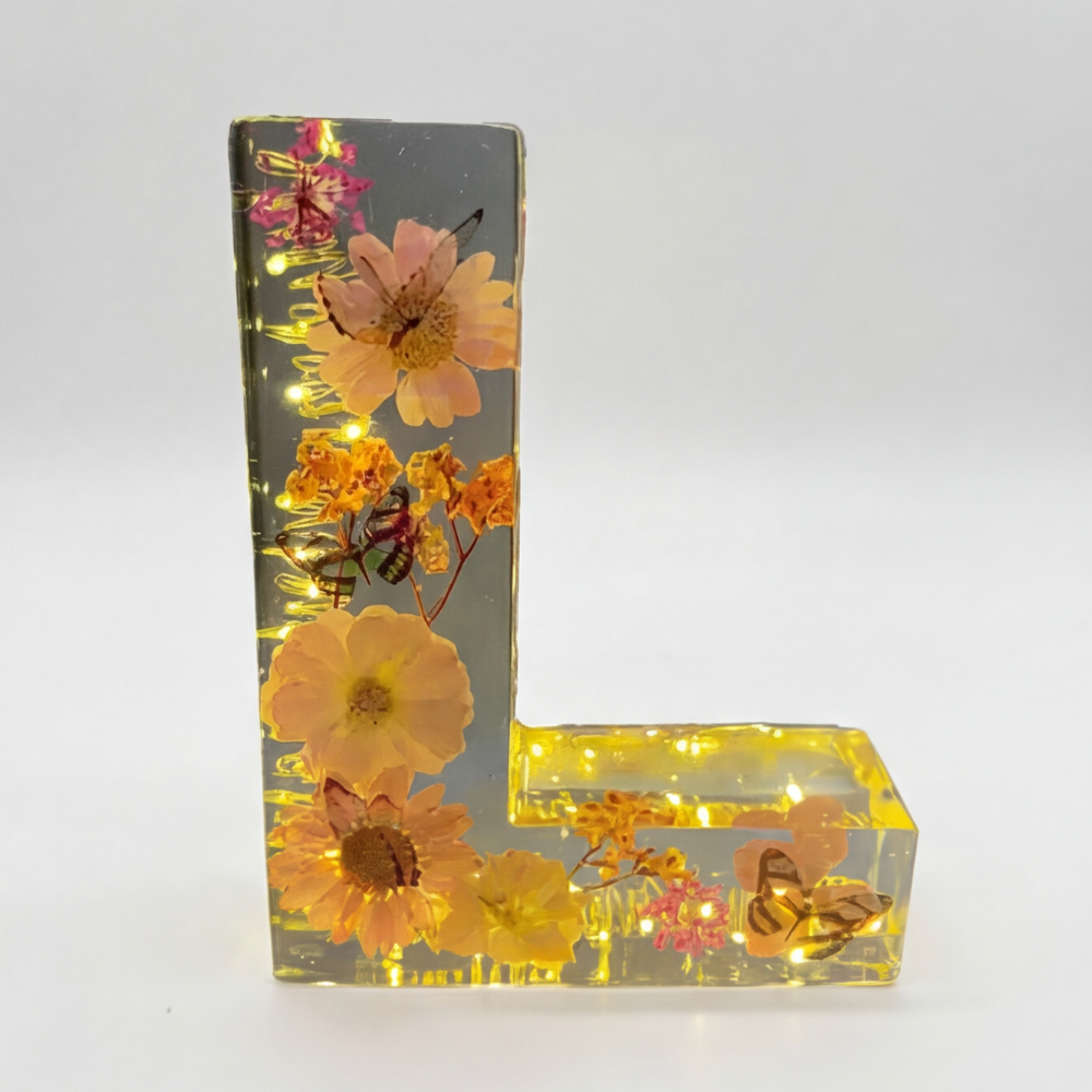 Personalized Floral Resin Letter Light