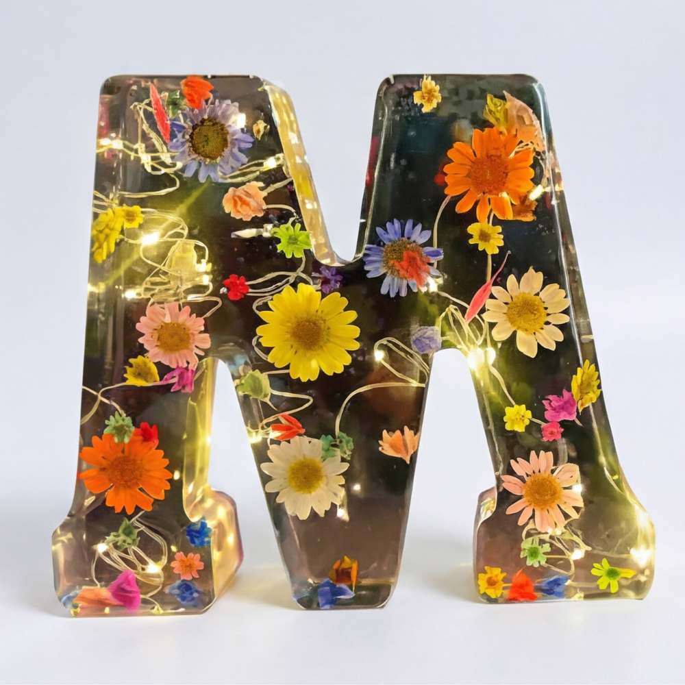 Personalized Floral Resin Letter Light
