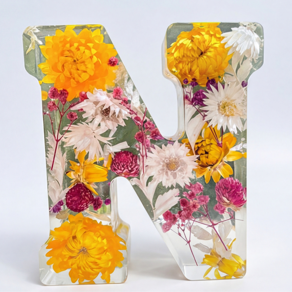 Personalized Floral Resin Letter Light