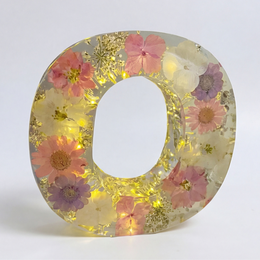 Personalized Floral Resin Letter Light
