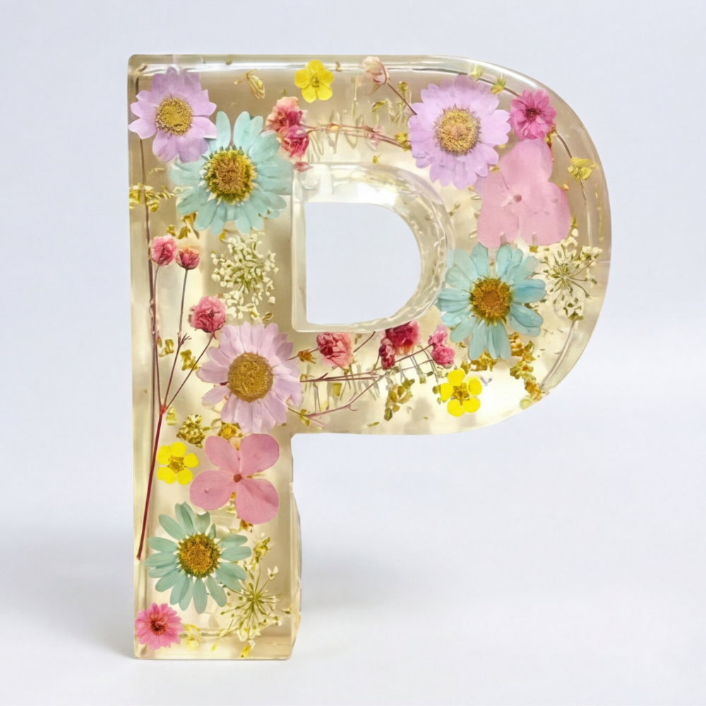 Personalized Floral Resin Letter Light