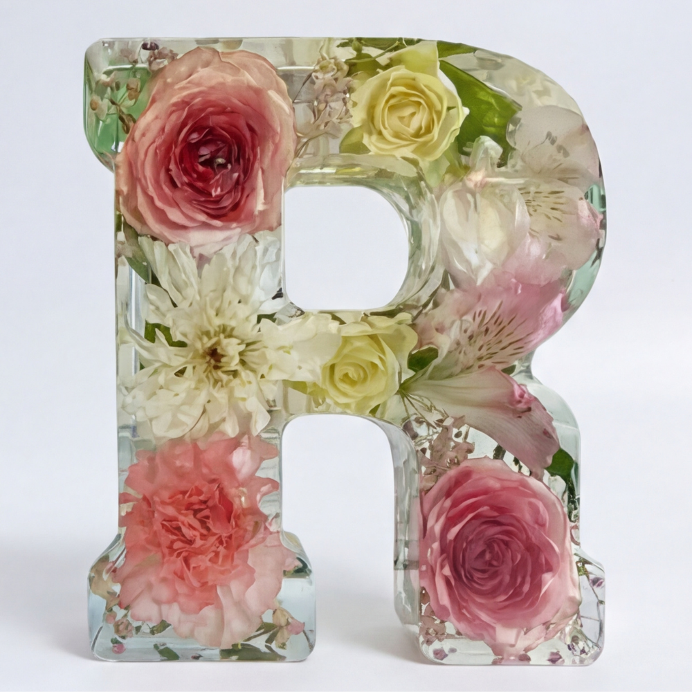 Personalized Floral Resin Letter Light