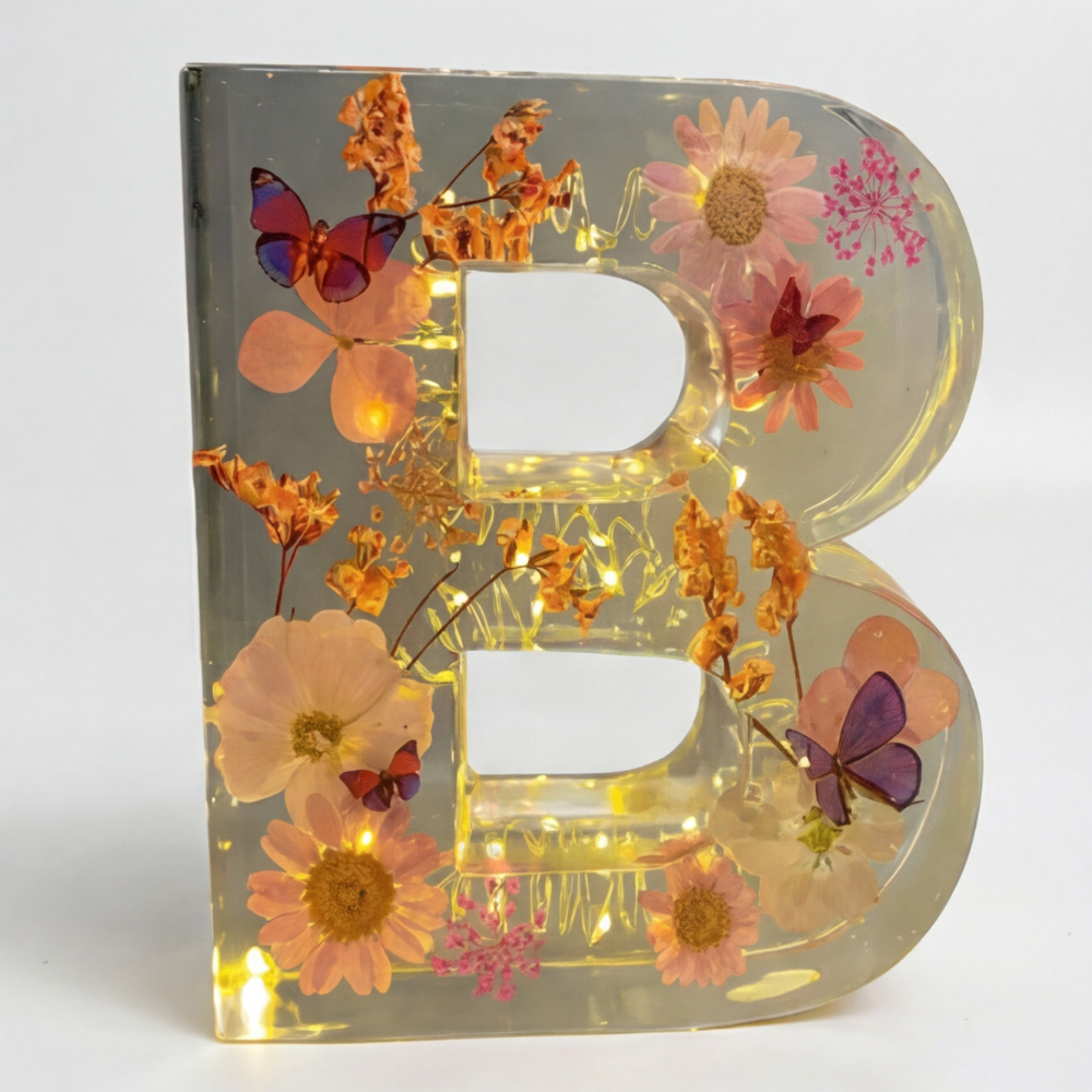 Personalized Floral Resin Letter Light