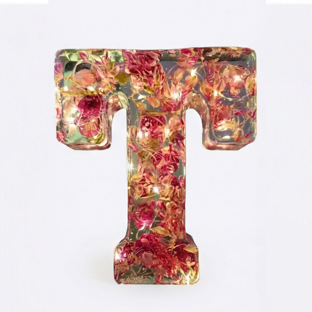 Personalized Floral Resin Letter Light