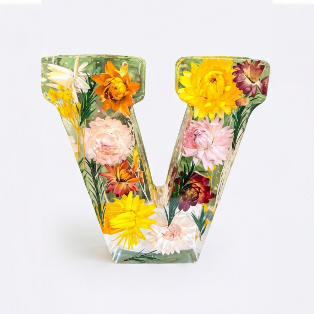 Personalized Floral Resin Letter Light