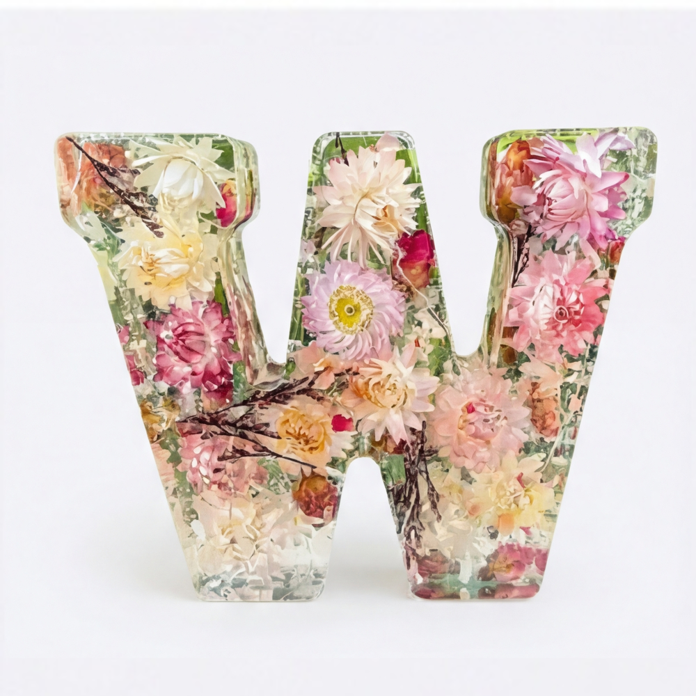 Personalized Floral Resin Letter Light
