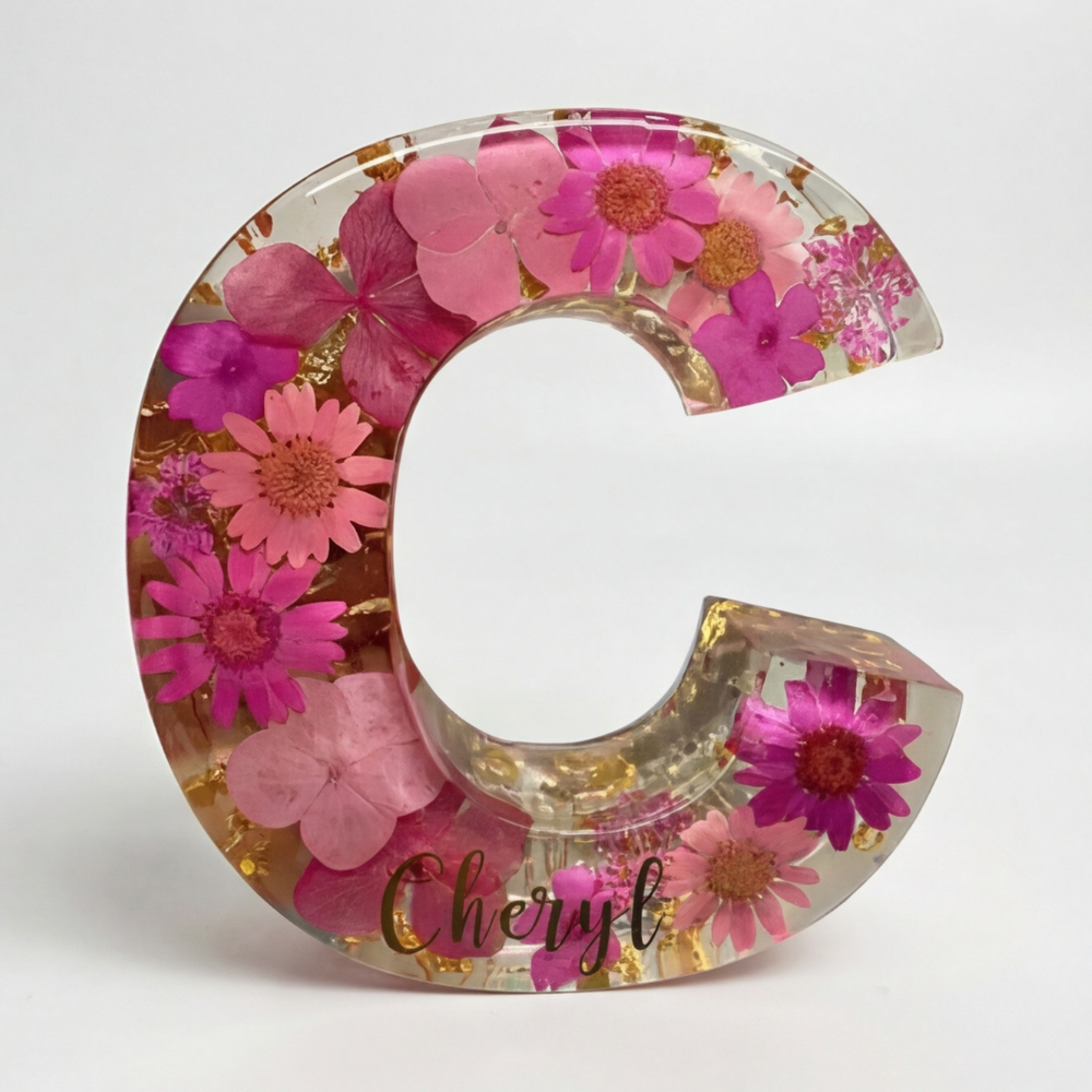 Personalized Floral Resin Letter Light