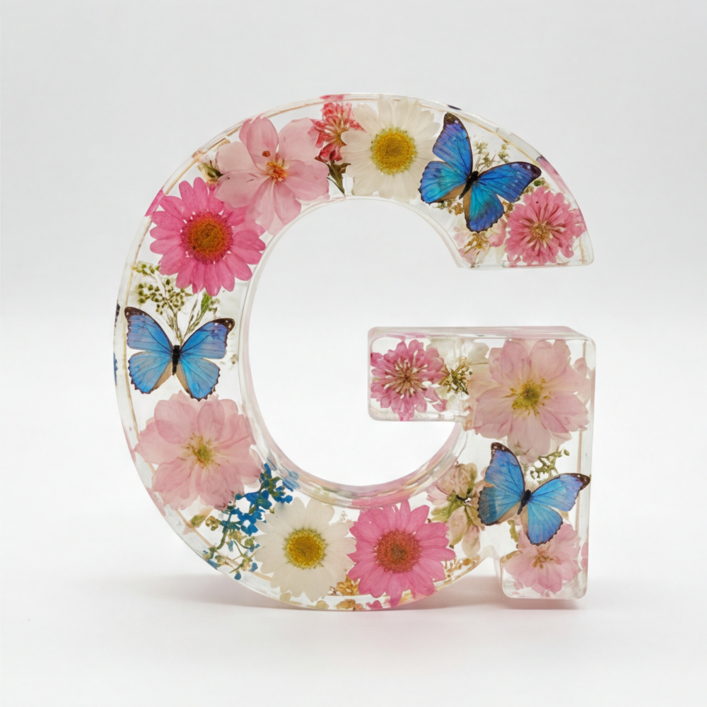 Personalized Floral Resin Letter Light