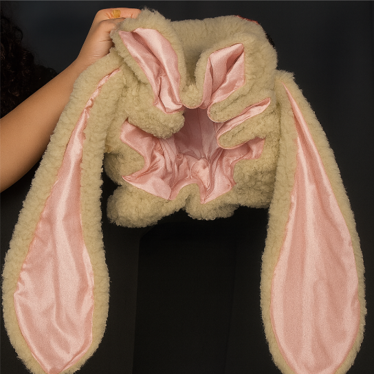Plush Bunny Bonnet — Soft Warm Hat with Lining