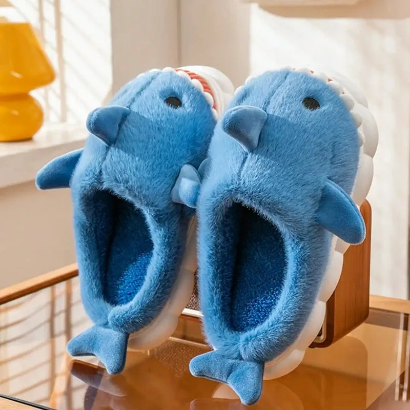 Plush Cartoon Shark Slippers