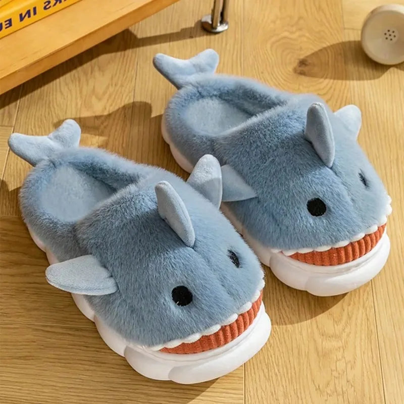 Plush Cartoon Shark Slippers
