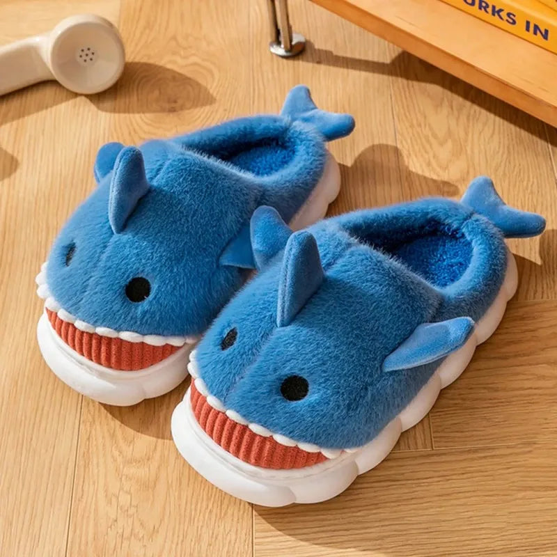 Plush Cartoon Shark Slippers