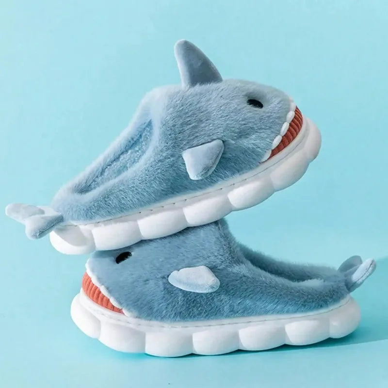 Plush Cartoon Shark Slippers