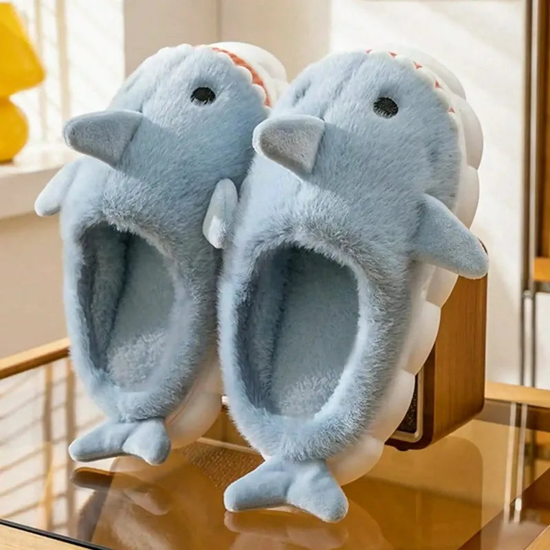 Plush Cartoon Shark Slippers
