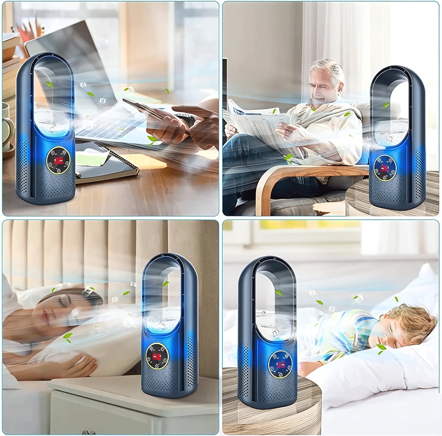 Portable Bladeless Air Cooler, Quiet Fan Without Blades