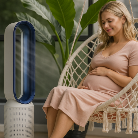 Portable Bladeless Fan with Air Purification and Remote Control