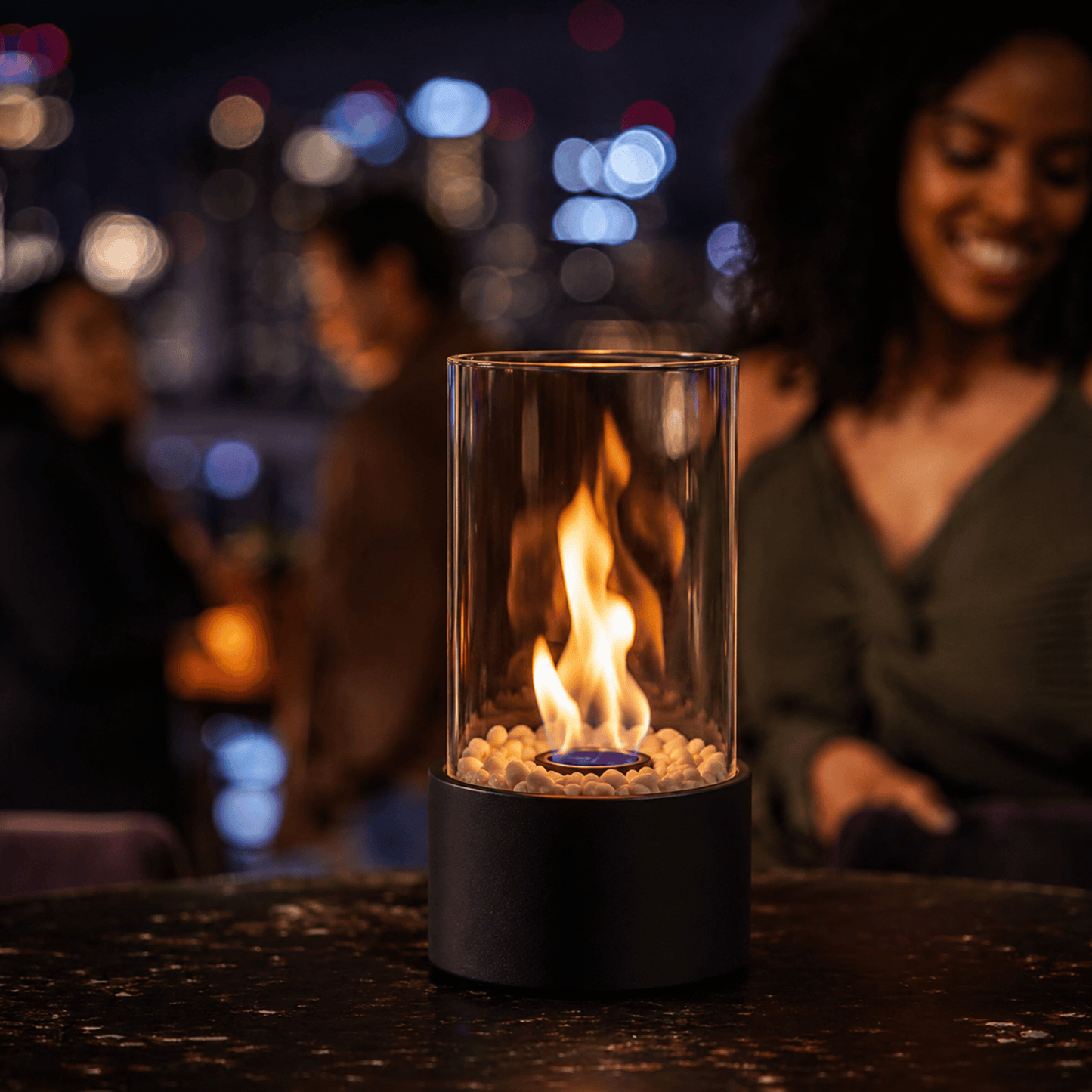 Portable Glass Fireplace for Modern Indoor & Outdoor Ambience
