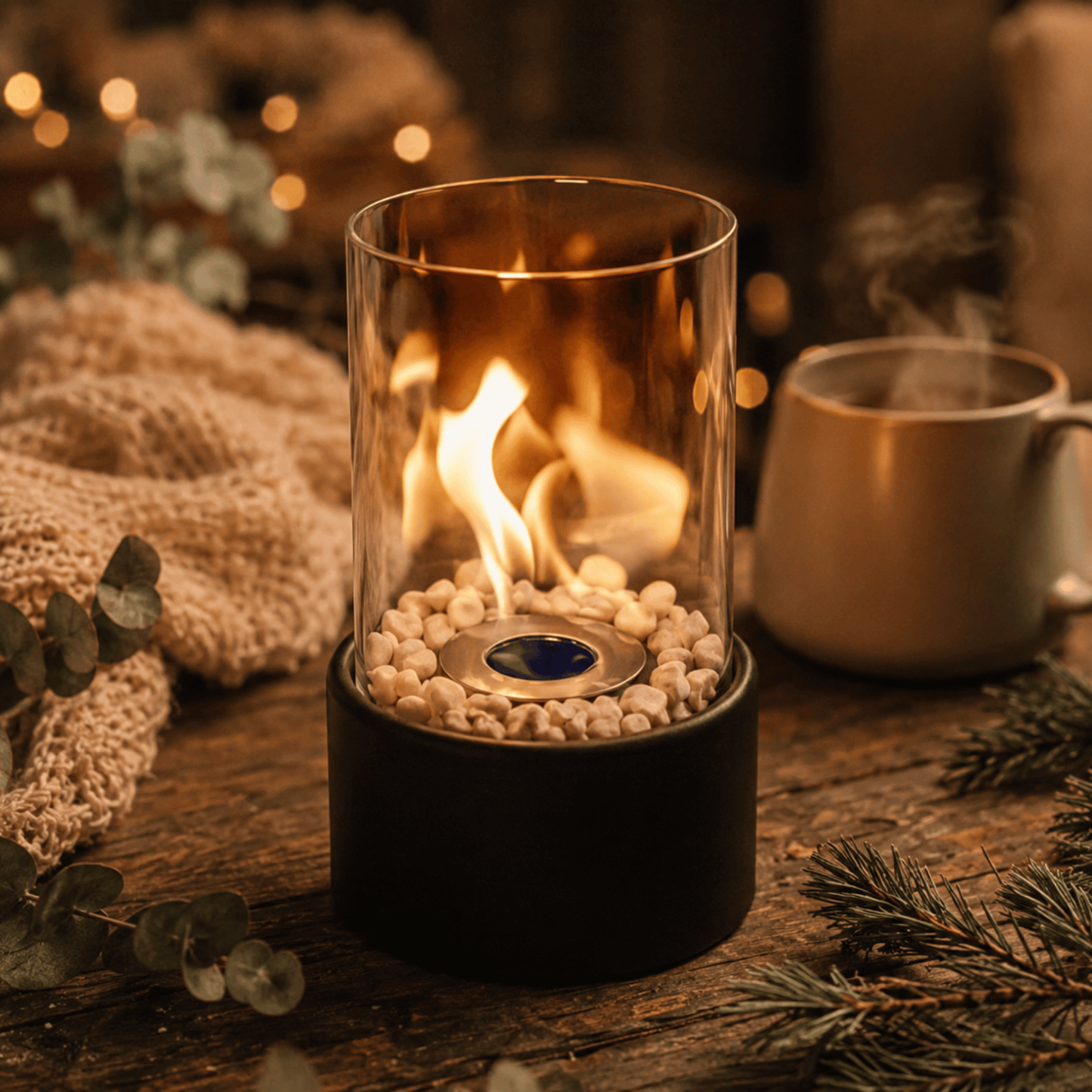 Portable Glass Fireplace for Modern Indoor & Outdoor Ambience