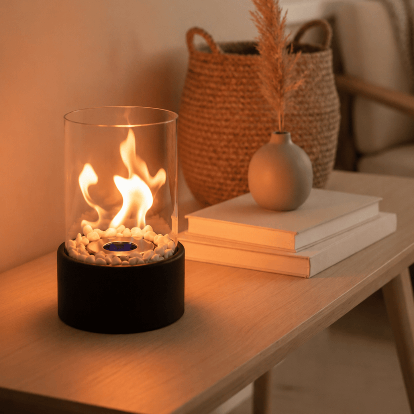 Portable Glass Fireplace for Modern Indoor & Outdoor Ambience