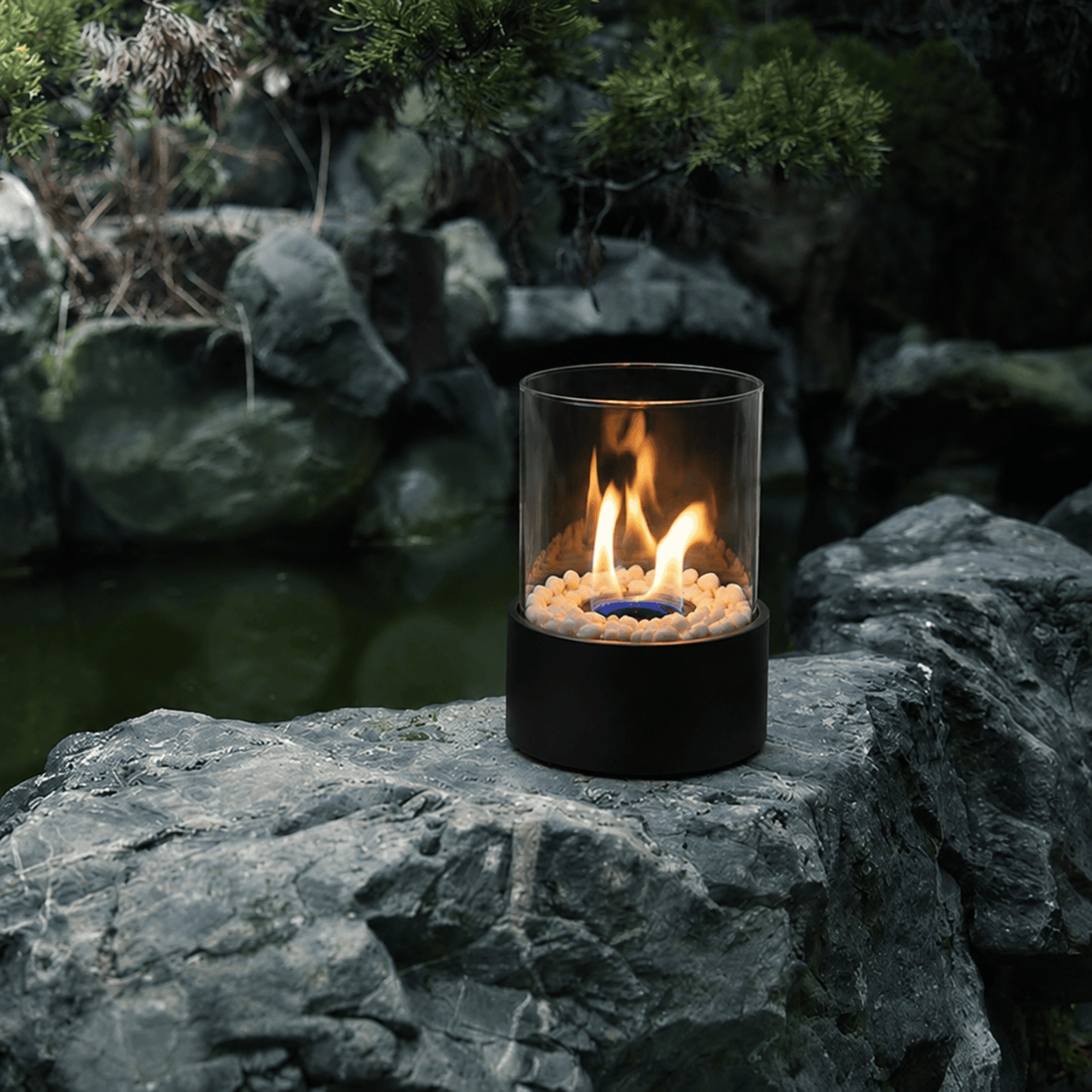 Portable Glass Fireplace for Modern Indoor & Outdoor Ambience