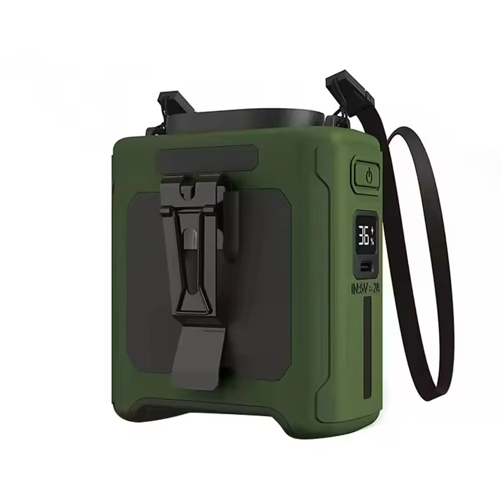Portable Waist Fan – Hands-Free Cooling with Built-In Power Bank and LED Flashlight