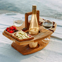 Portable Wooden Picnic Wine Table for Outdoor Events