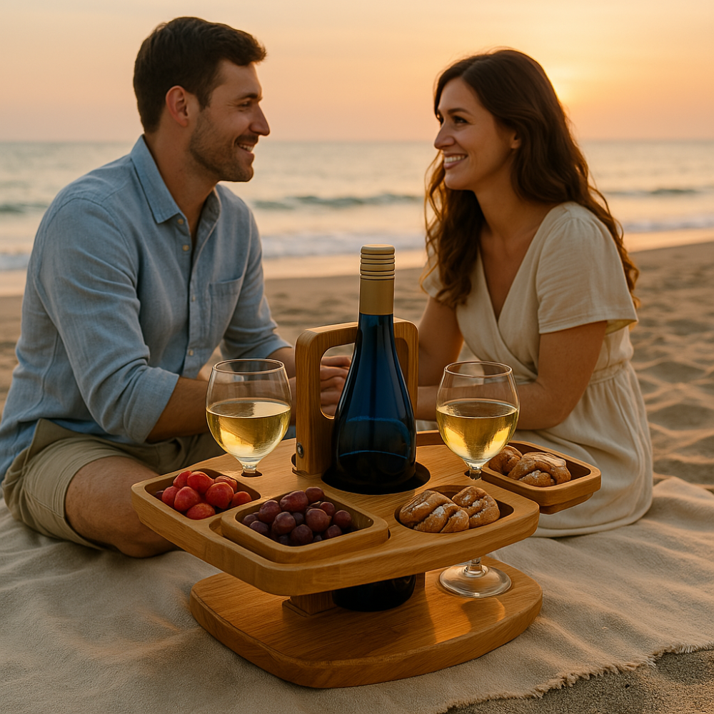 Portable Wooden Picnic Wine Table for Outdoor Events