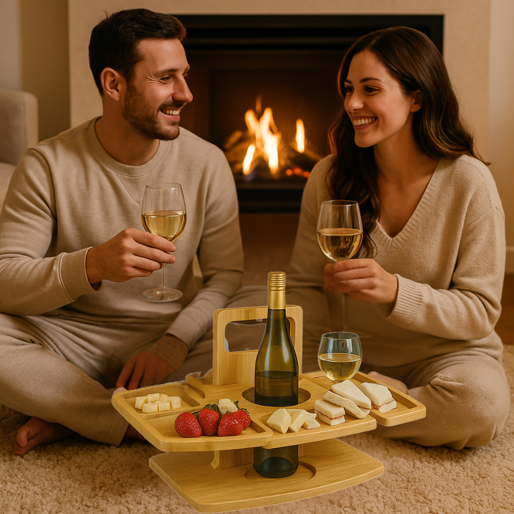 Portable Wooden Picnic Wine Table for Outdoor Events