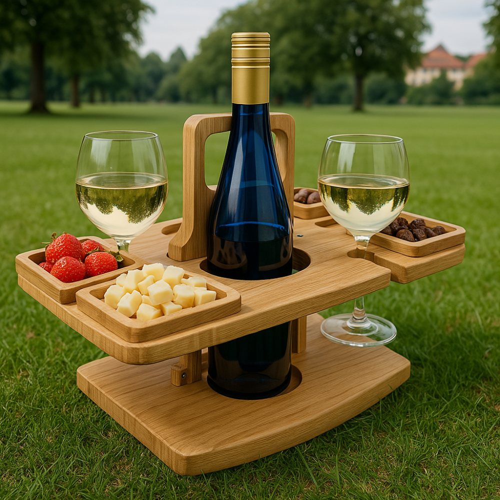 Portable Wooden Picnic Wine Table for Outdoor Events