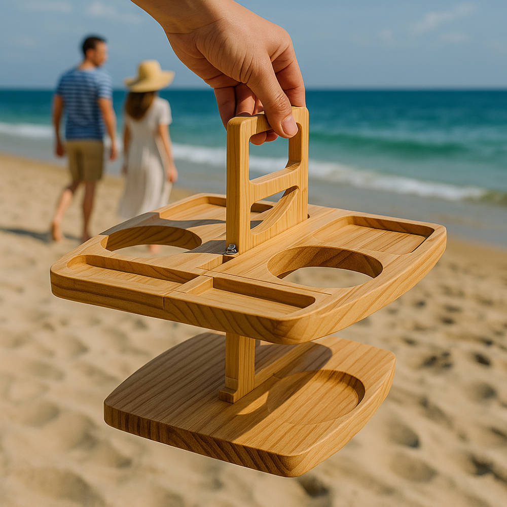 Portable Wooden Picnic Wine Table for Outdoor Events