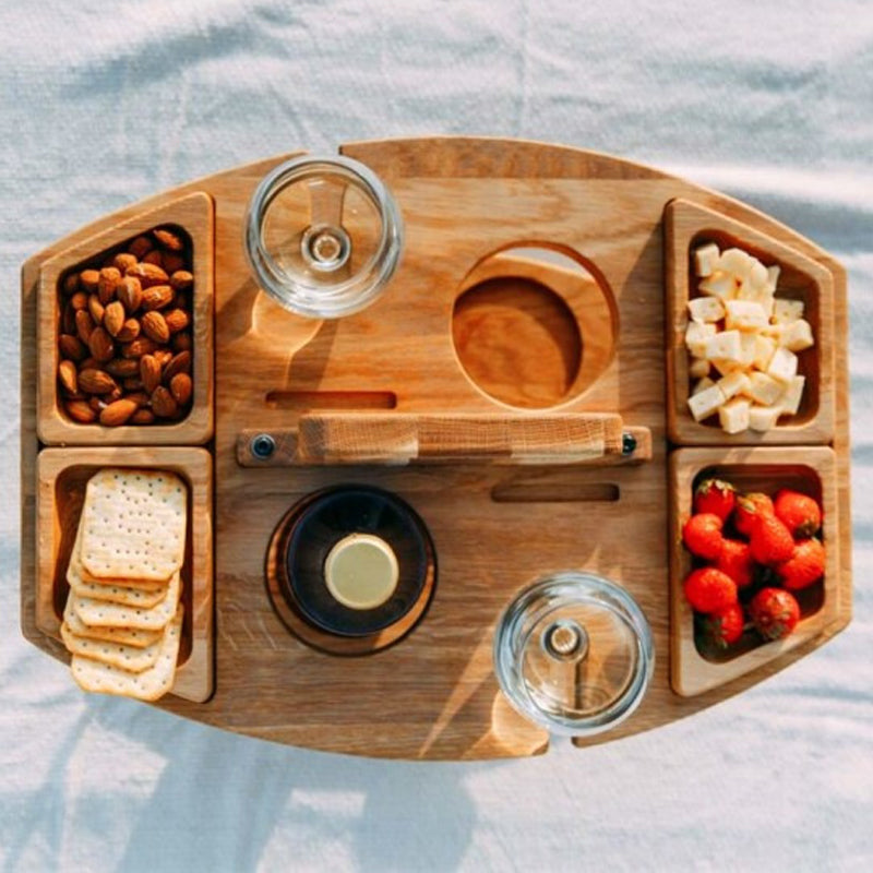 Portable Wooden Wine Table - Compact and Elegant