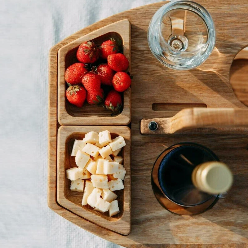 Portable Wooden Wine Table - Compact and Elegant