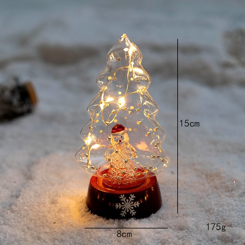 Pre-Lit Glass-Look Tabletop Christmas Tree with LED Lights and Star Topper