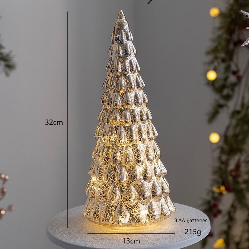 Pre-Lit Glass-Look Tabletop Christmas Tree with LED Lights and Star Topper