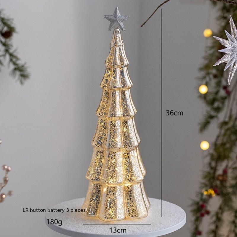 Pre-Lit Glass-Look Tabletop Christmas Tree with LED Lights and Star Topper