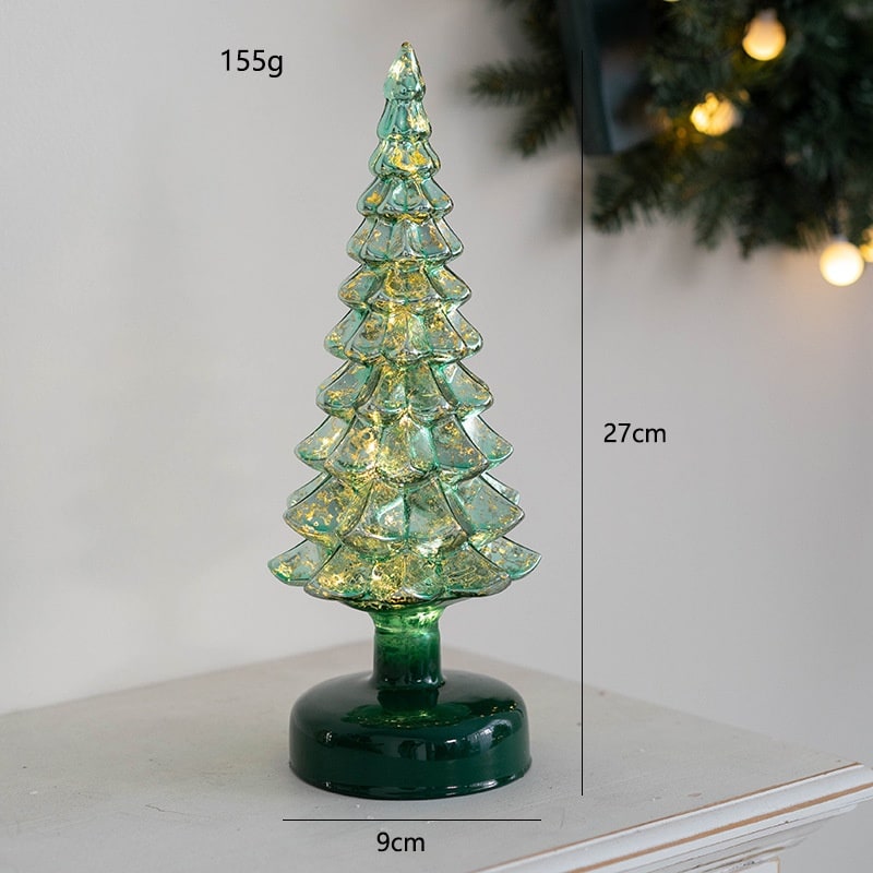 Pre-Lit Glass-Look Tabletop Christmas Tree with LED Lights and Star Topper