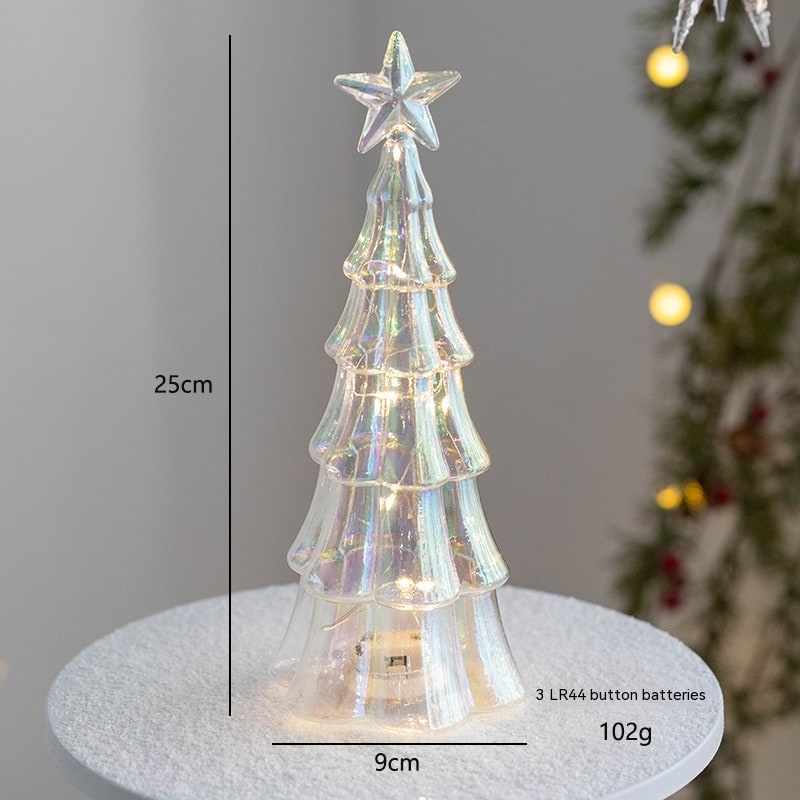 Pre-Lit Glass-Look Tabletop Christmas Tree with LED Lights and Star Topper