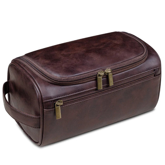 Premium Leather Toiletry Bag – Waterproof Hanging Travel Wash Bag