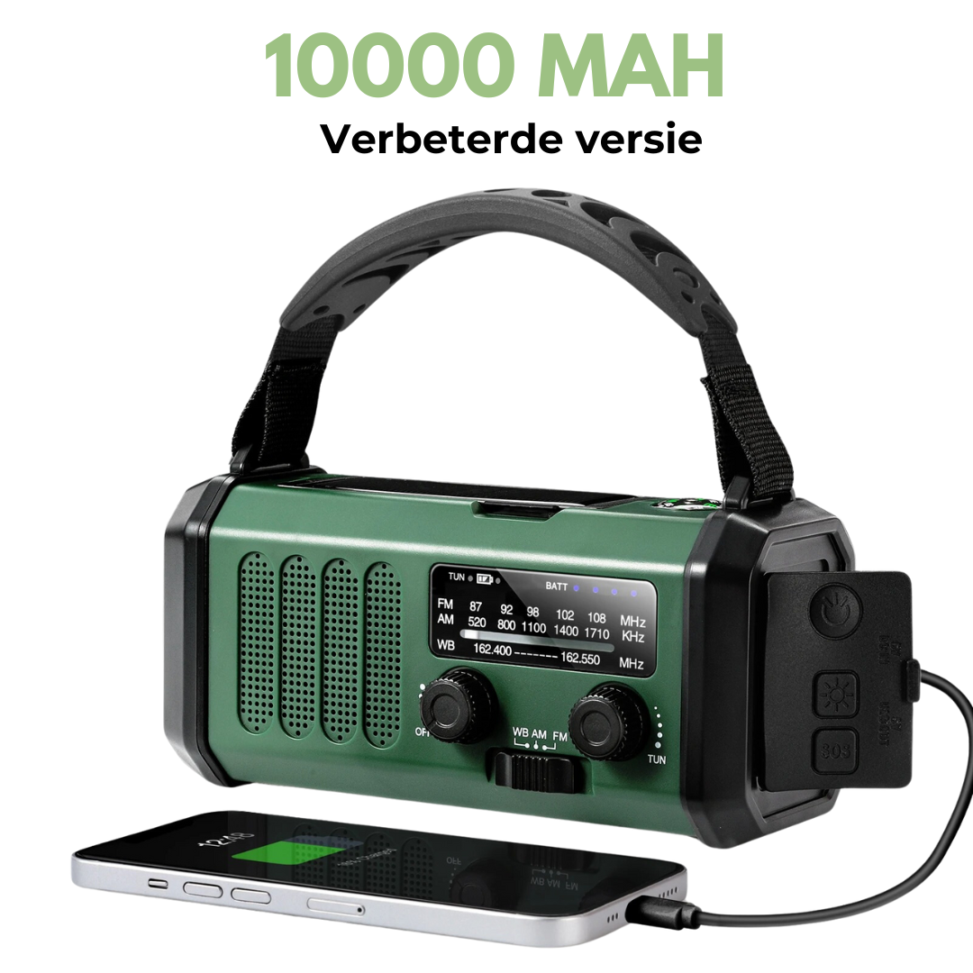 Professional Emergency Radio - Wind-Up & Solar - Powerful and Durable
