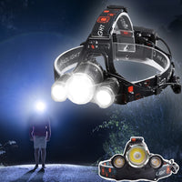 Professional LED Headlamp (5000 Lumens) - Multifunctional and Rechargeable with USB