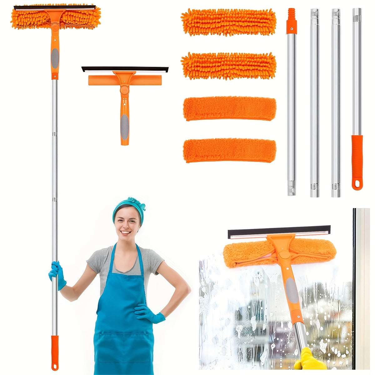 Professional Window Cleaner Telescopic - Streak-Free Windows