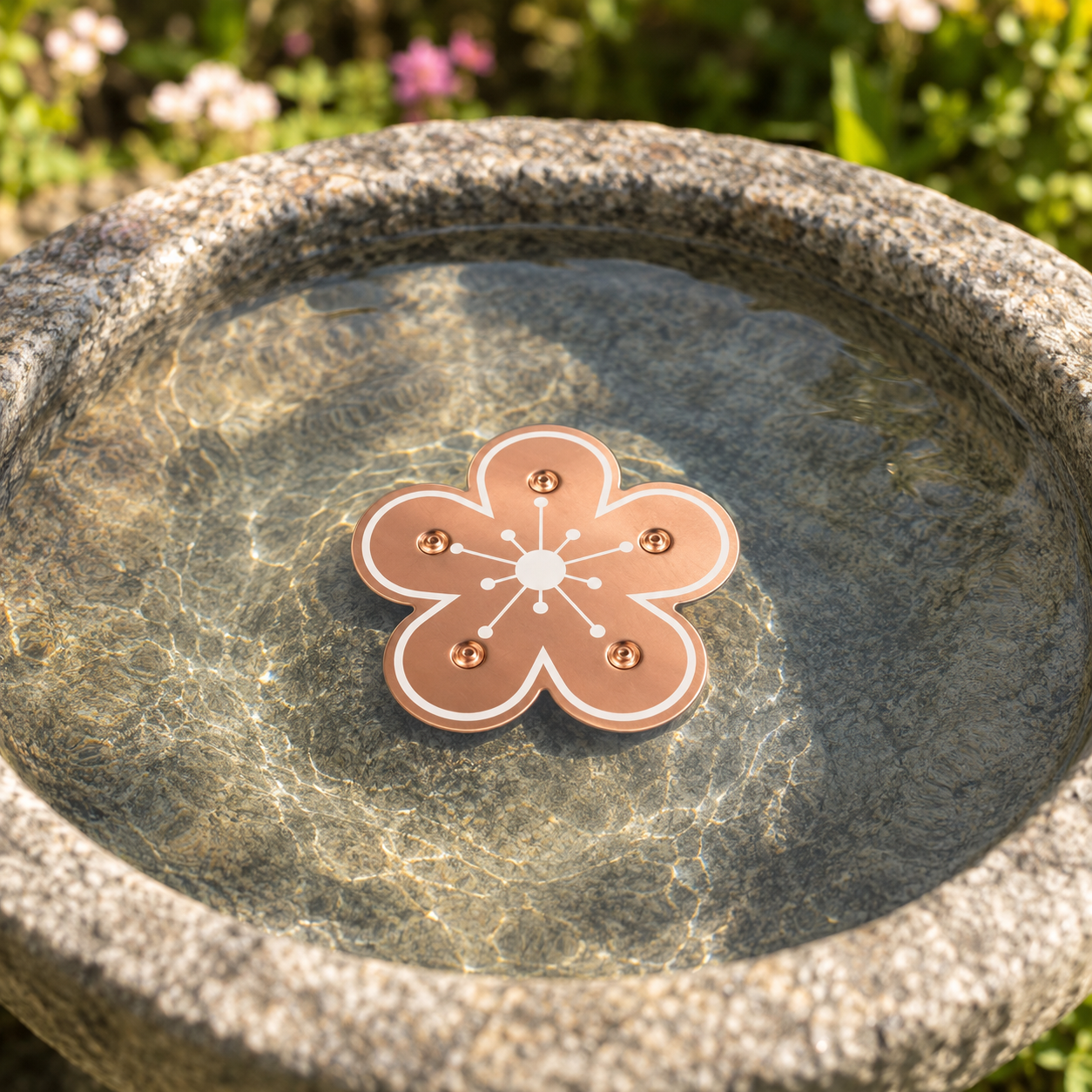 Pure Copper Bird Bath Purifier Disc, Algae Control Flower
