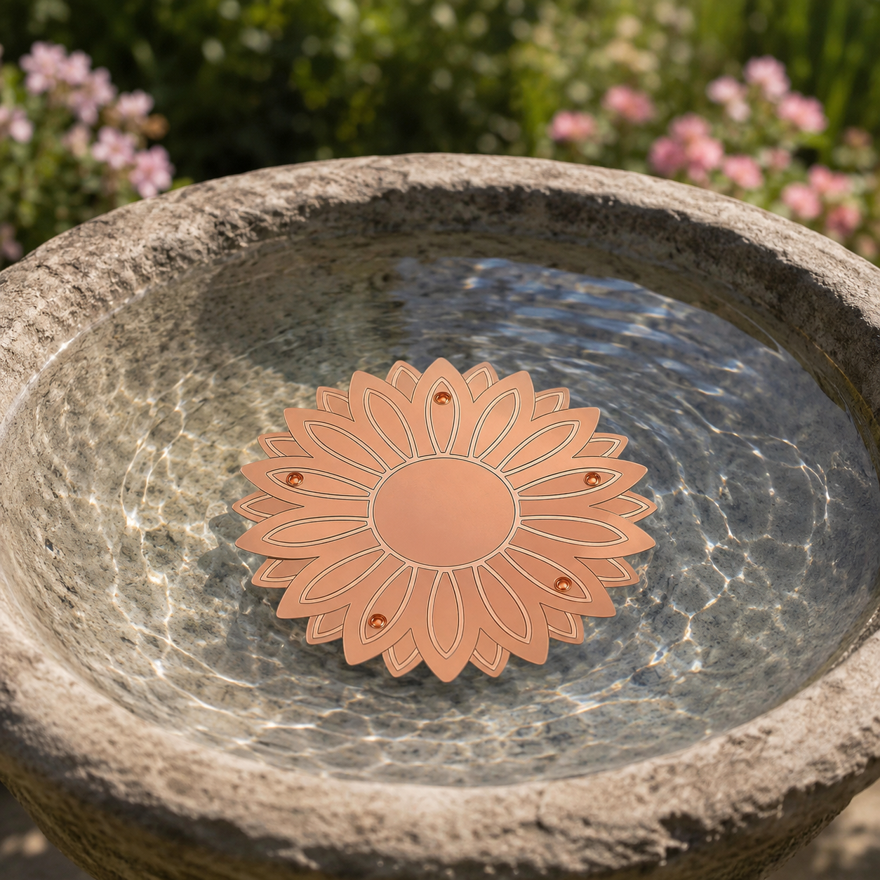 Pure Copper Bird Bath Purifier Disc, Algae Control Flower
