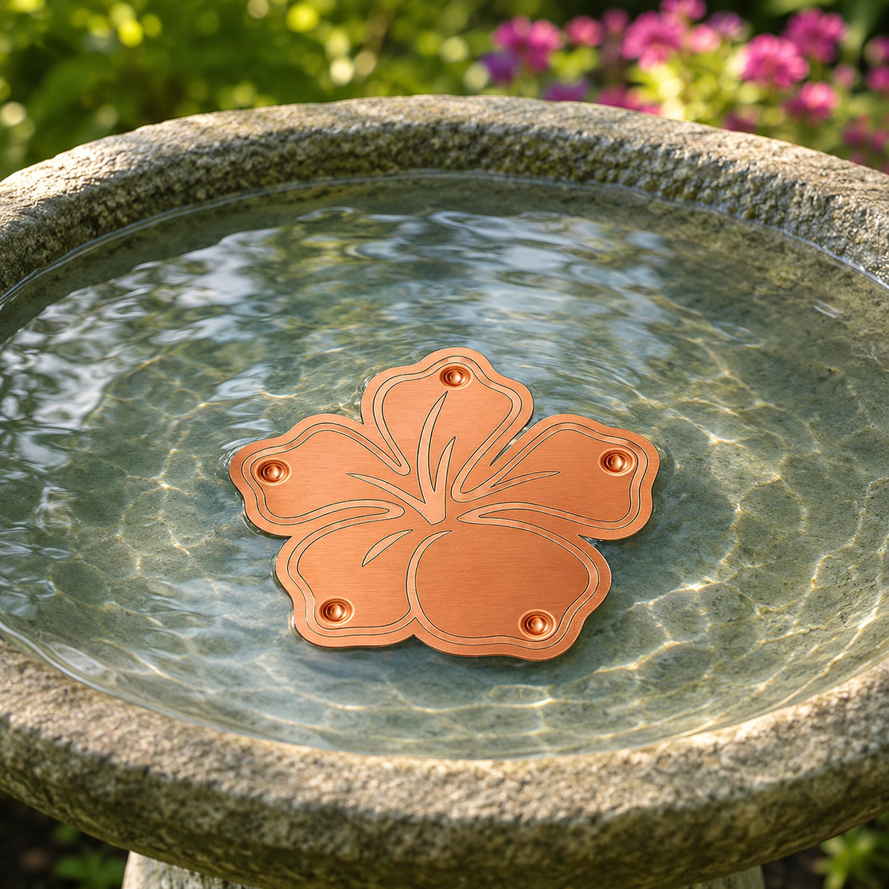 Pure Copper Bird Bath Purifier Disc, Algae Control Flower
