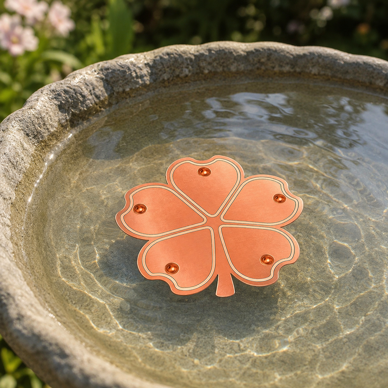 Pure Copper Bird Bath Purifier Disc, Algae Control Flower