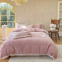 Quilted Bedding Set with Fringe and Decorative Pillows