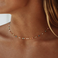 Rainbow Choker Necklace with 18K Gold Coating