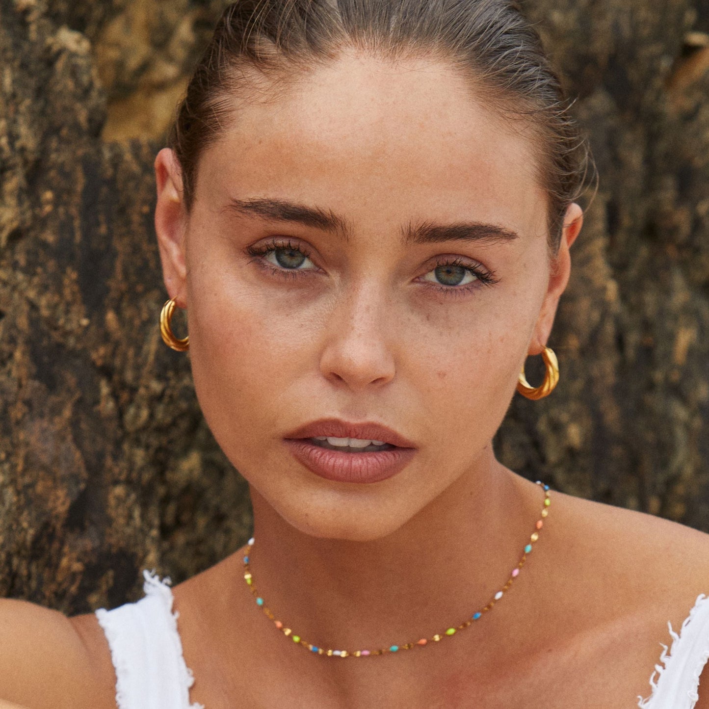 Rainbow Choker Necklace with 18K Gold Coating