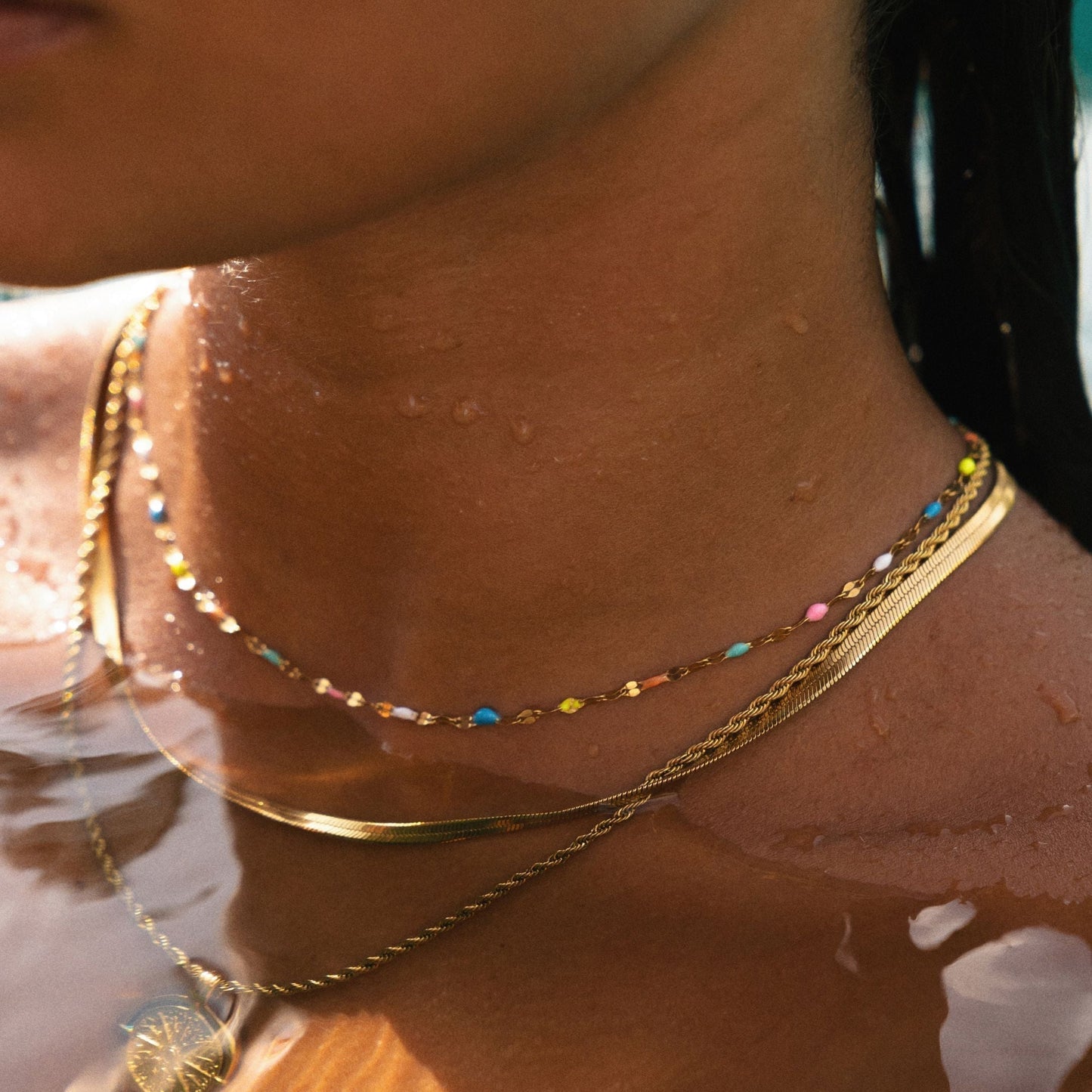 Rainbow Choker Necklace with 18K Gold Coating