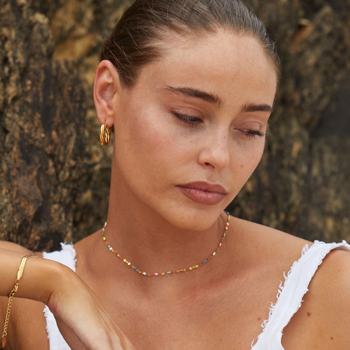 Rainbow Choker Necklace with 18K Gold Coating